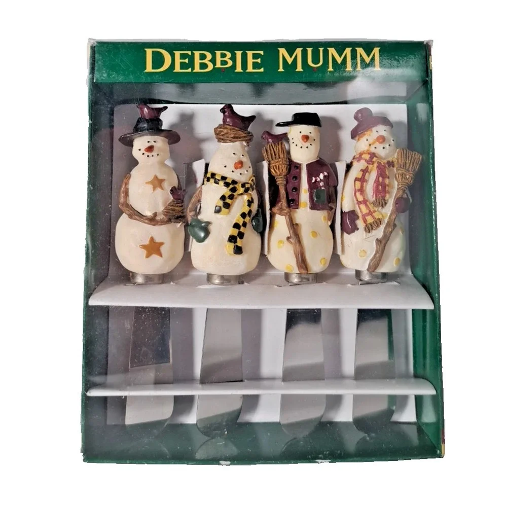 Debbie Mumm Snowman Spreaders Set of 4 Boston Warehouse 12871 Christmas Winter